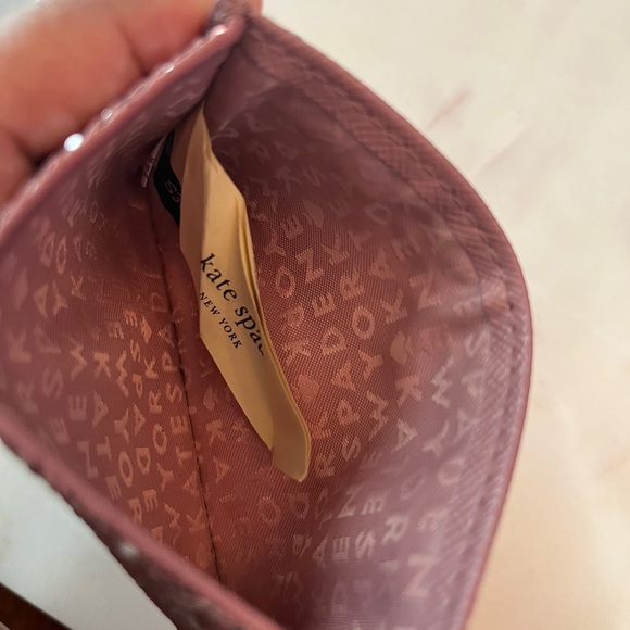 Kate Spade Greta Court Graham Pink Card Holder in Dusty Peony Pink Glitter (EUC) - Picture 9 of 10
